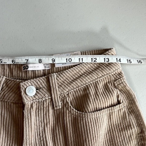 SO High Rise Straight Leg Tan Corduroy Pants NWT Junior Size 9 - Picture 10 of 14